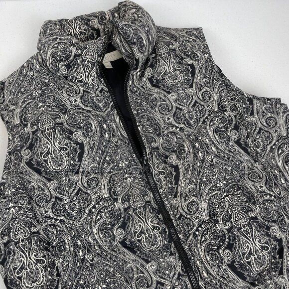 Talbots Puffer Vest‎ Women's Size Small Petite Paisley Full Zip Feather Fiilling - Picture 1 of 8